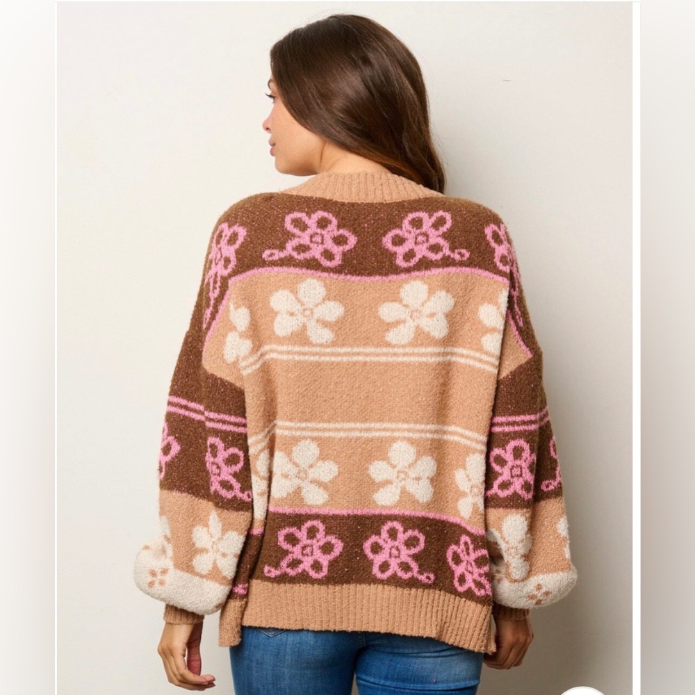 LAST 3️⃣WOMEN'S LONG SLEEVE OPEN FRONT MULTI PRINT CARDIGAN SWEATER
Taupe/Mocha - Picture 2 of 2